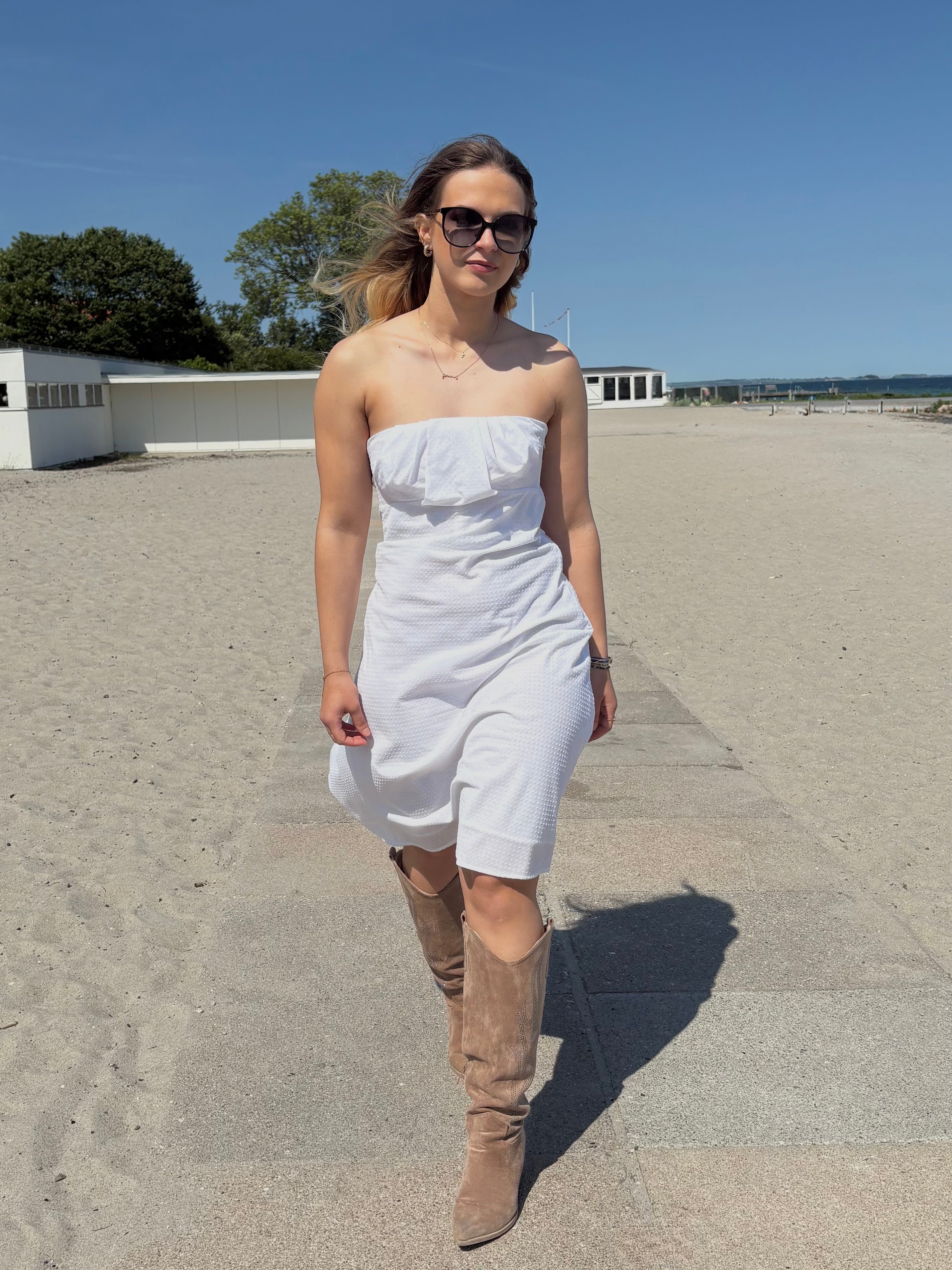TIE CORSAGE DRAPED DRESS