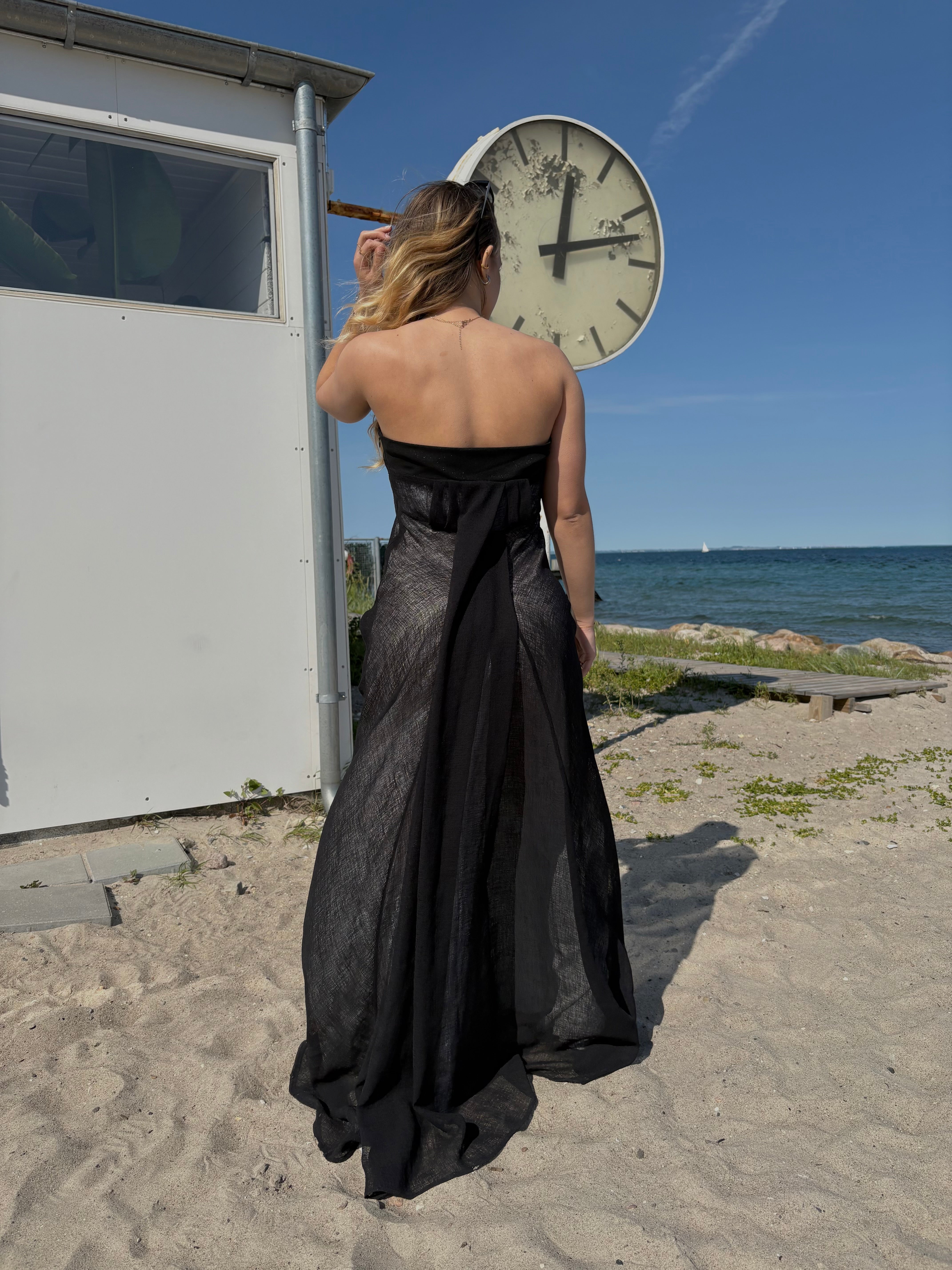 TIE CORSAGE DRAPED DRESS